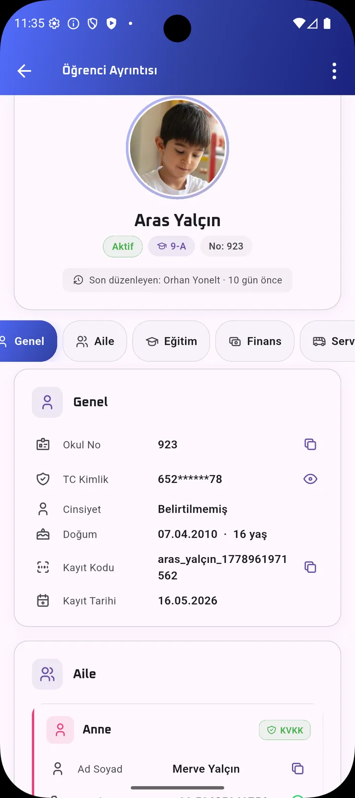 Öğrenci işlemleri