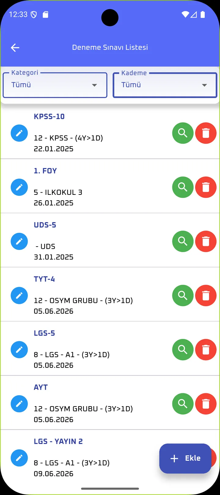 Sınav takibi