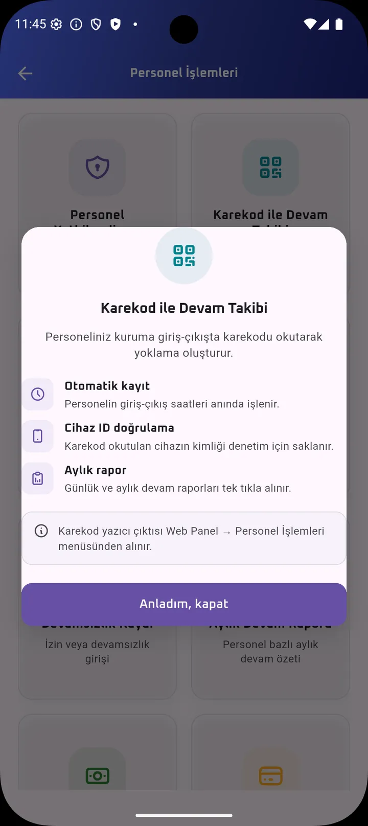 Karekod personel takibi